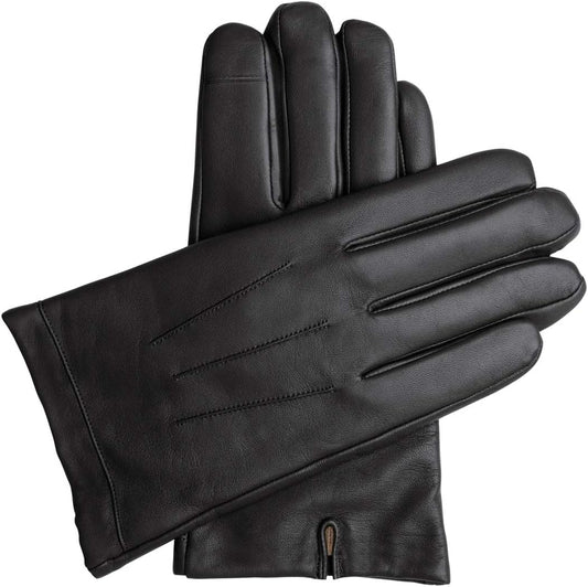 Downholme Gants Tactiles en Cuir pour Homme avec Doublure en Cachemire