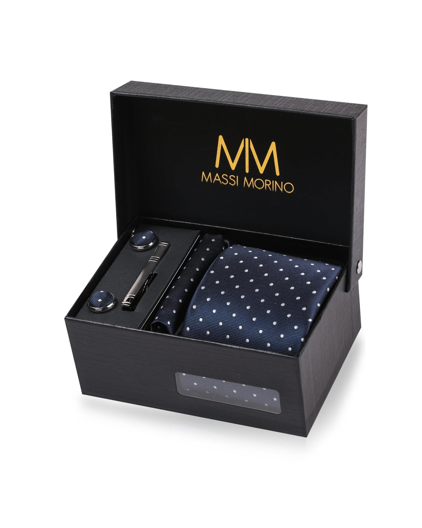 Cravate Homme - avec mouchoirs de poche, boutons de manchette et Pinces à cravates | Coffret cadeau | Accessoires de Fete de Mariage