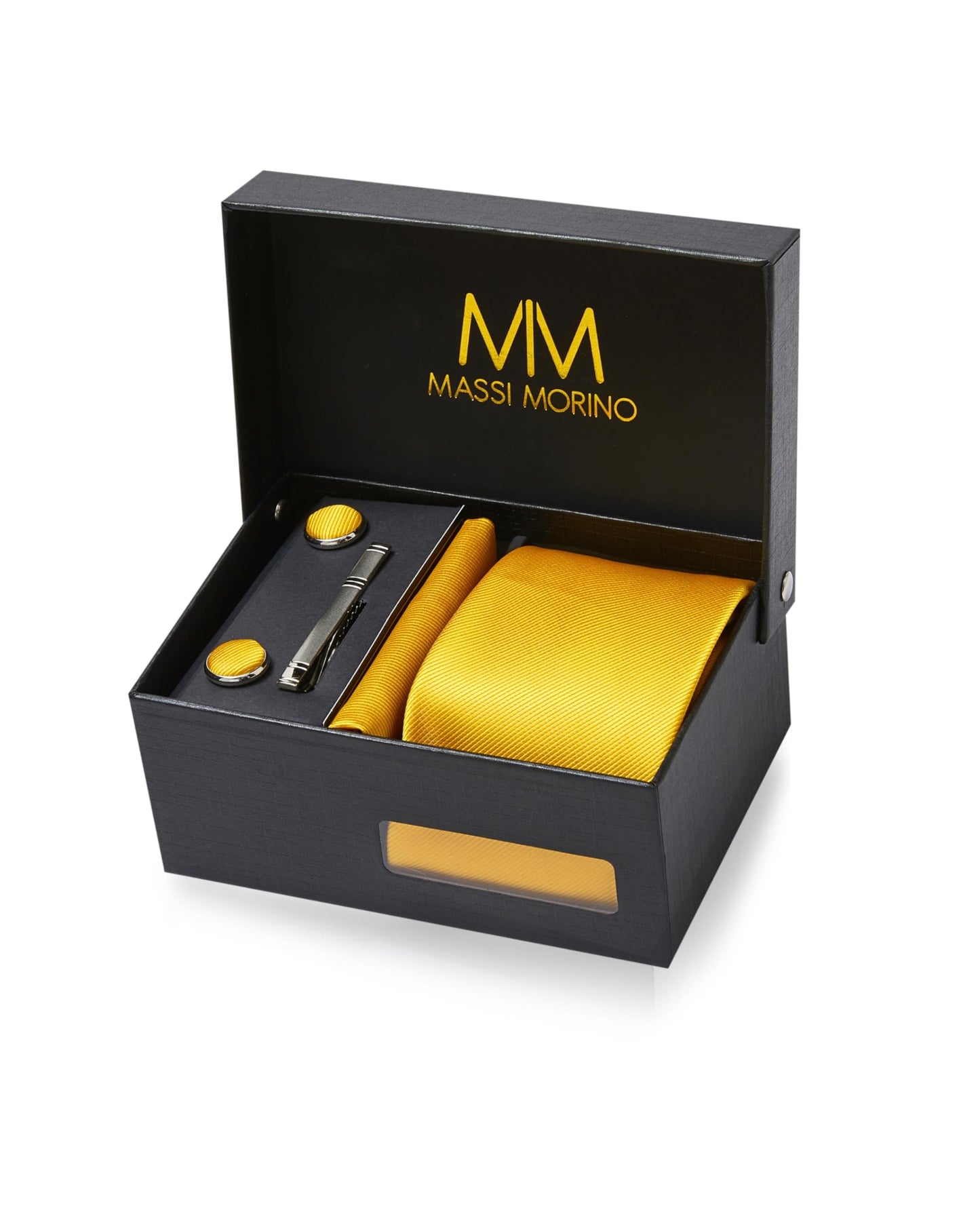 Cravate Homme - avec mouchoirs de poche, boutons de manchette et Pinces à cravates | Coffret cadeau | Accessoires de Fete de Mariage