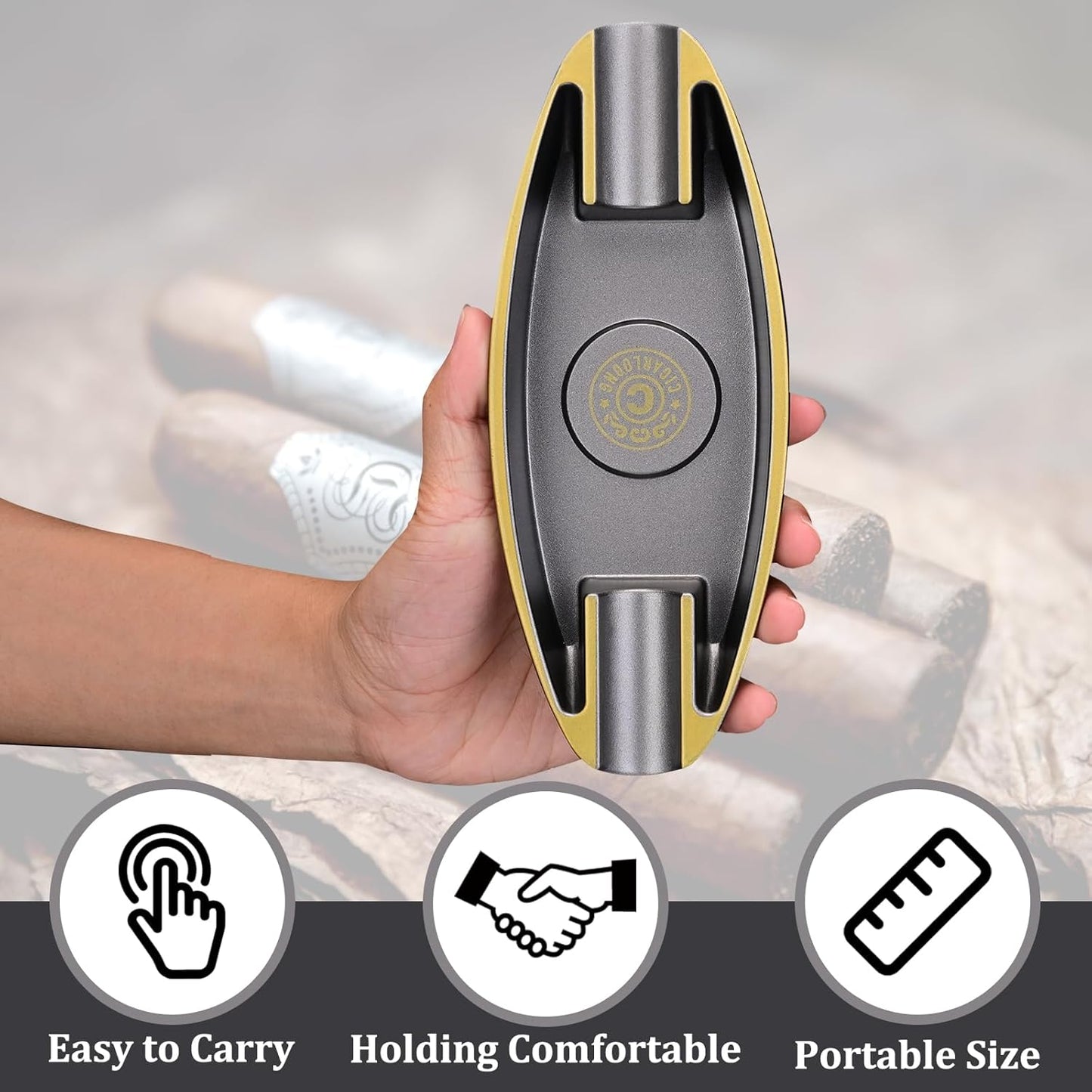 CIGARLOONG Cendrier à cigares en 2 fentes portable de voyage avec pour l'intérieur et l'extérieur (Noir)