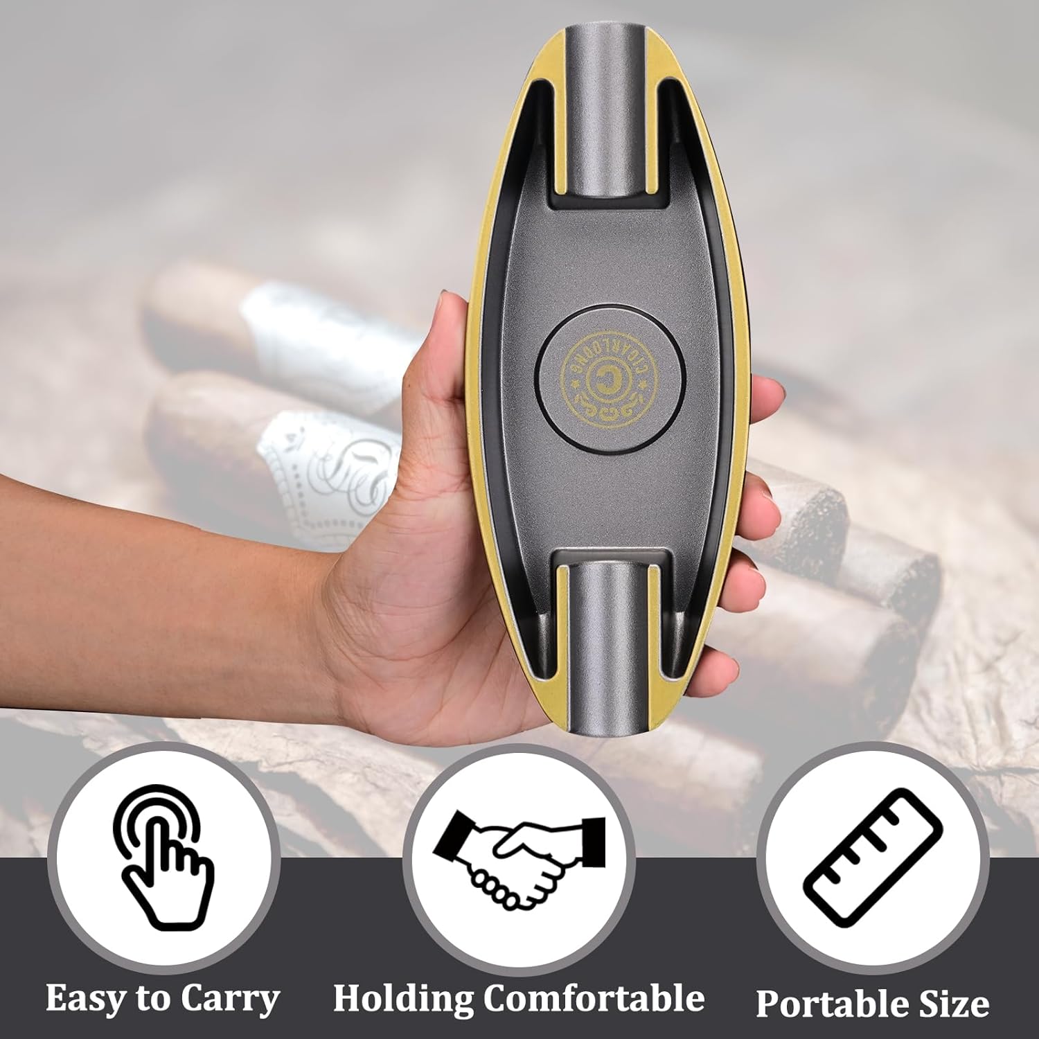 CIGARLOONG Cendrier à cigares en 2 fentes portable de voyage avec pour l'intérieur et l'extérieur (Noir)