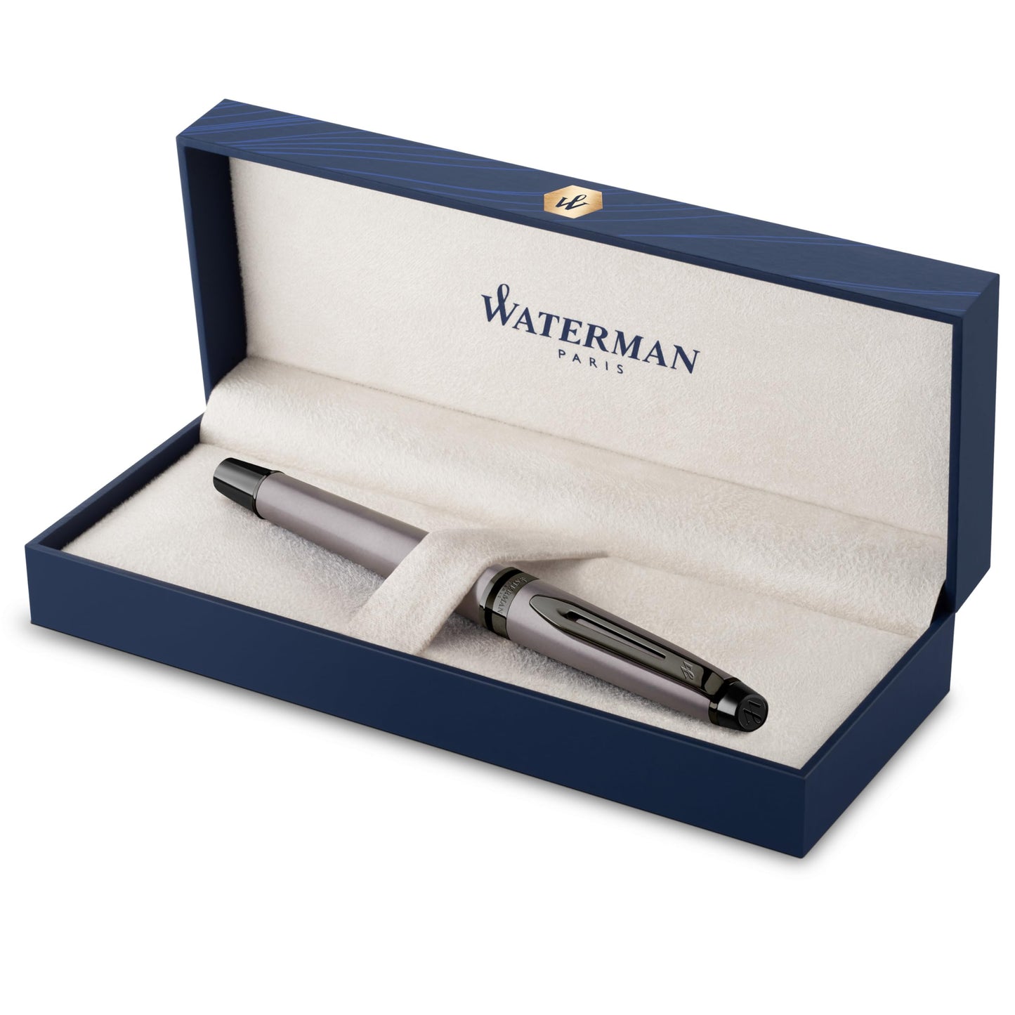 WATERMAN Expert Stylo Plume | Noir Brillant avec attributs dorés à l'or Fin 23 k | Plume Fine | Coffret Cadeau