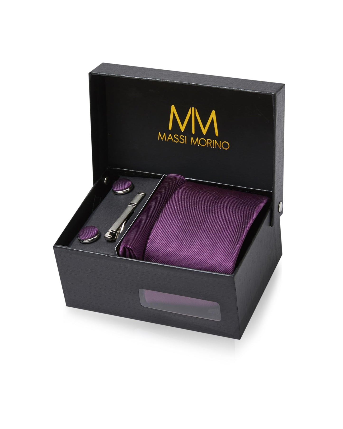 Cravate Homme - avec mouchoirs de poche, boutons de manchette et Pinces à cravates | Coffret cadeau | Accessoires de Fete de Mariage