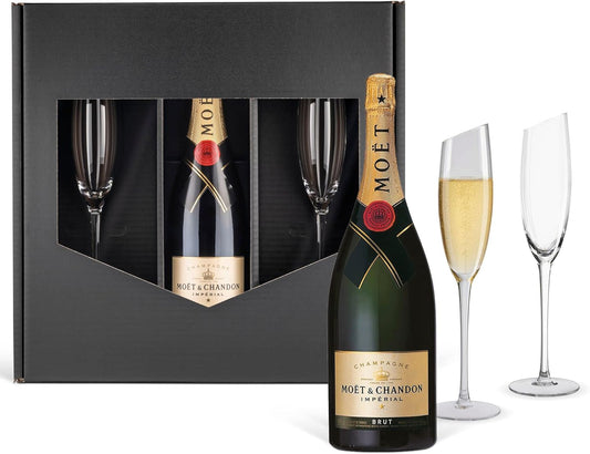 Coffret: Champagne (0,75 l) avec 2 flûtes de champagne