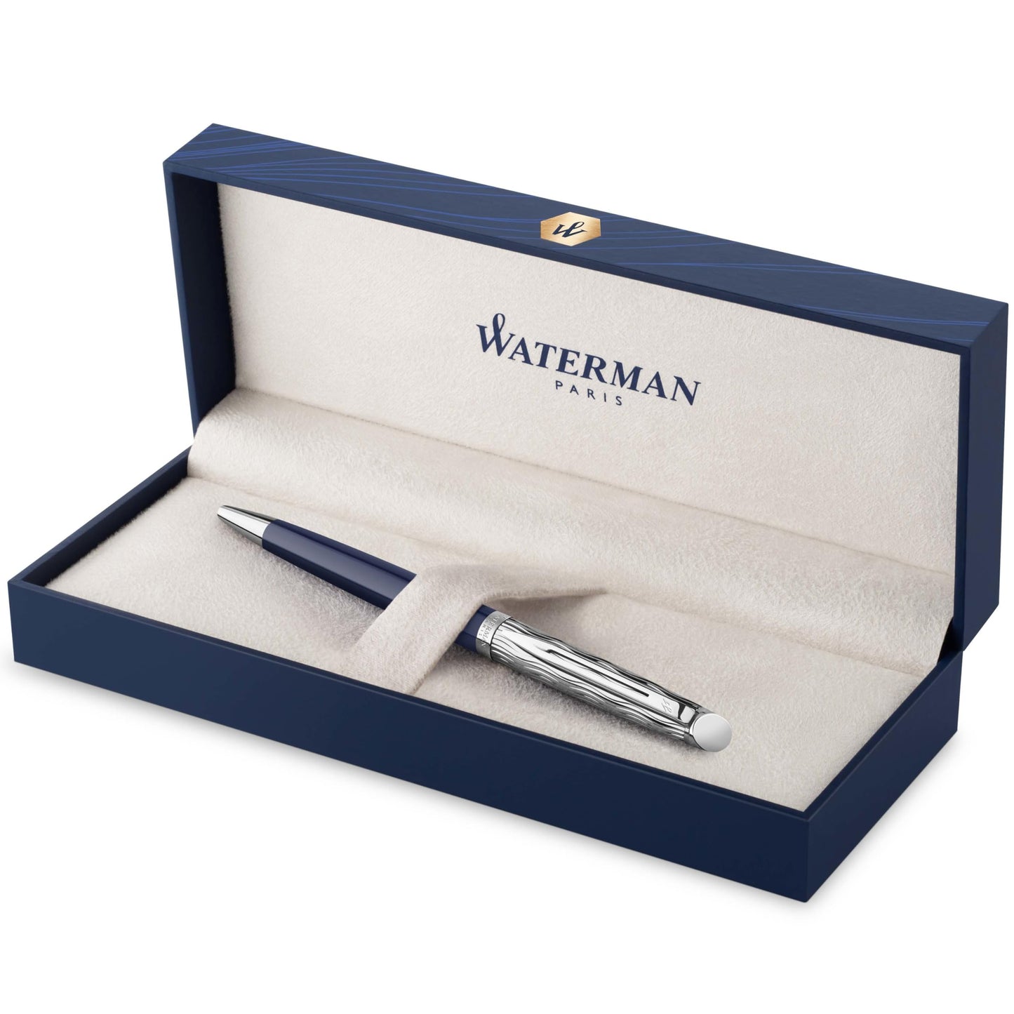 Waterman Hémisphère stylo bille luxe, noir avec attributs or fin 23K, pointe moyenne, encre bleue, coffret cadeau