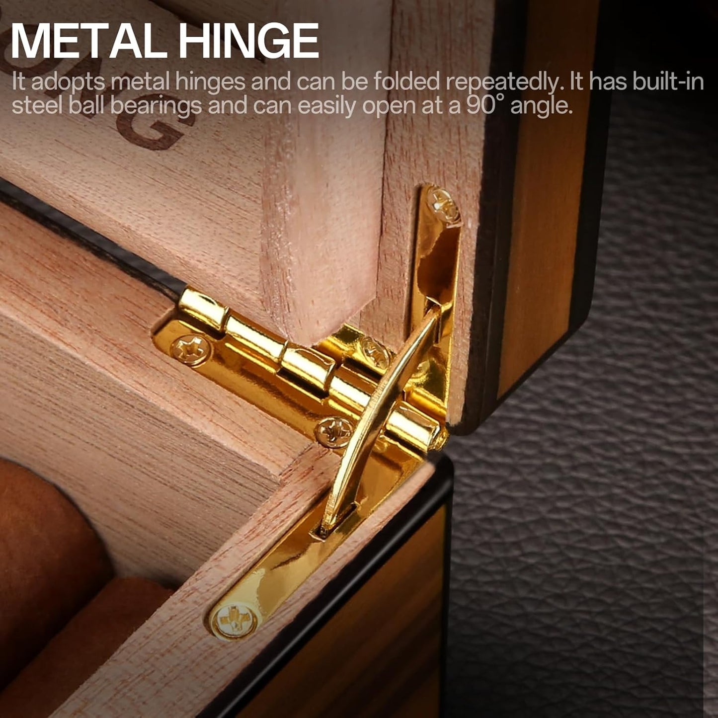 CIGARLOONG Humidor 45-56 en Verre Artisanal boîte de Rangement de Bureau en Bois de cèdre avec diviseur, humidificateur et hygromètre, Brun (Medium)
