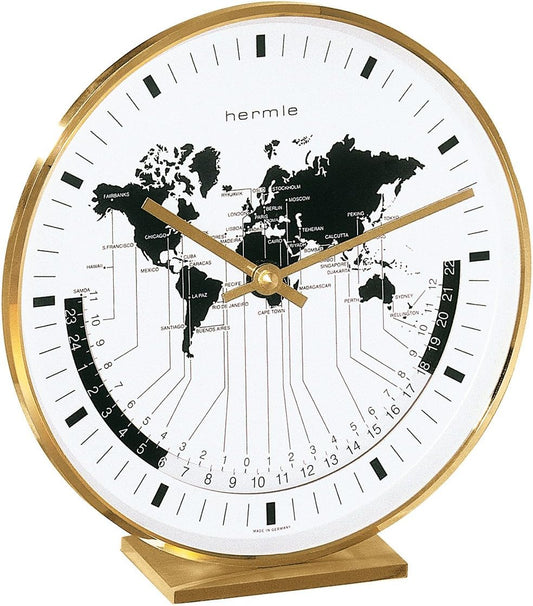 Hermle 22704-002100 Horloge de Table, Laiton, doré, 19cm x 18cm x 6,5cm