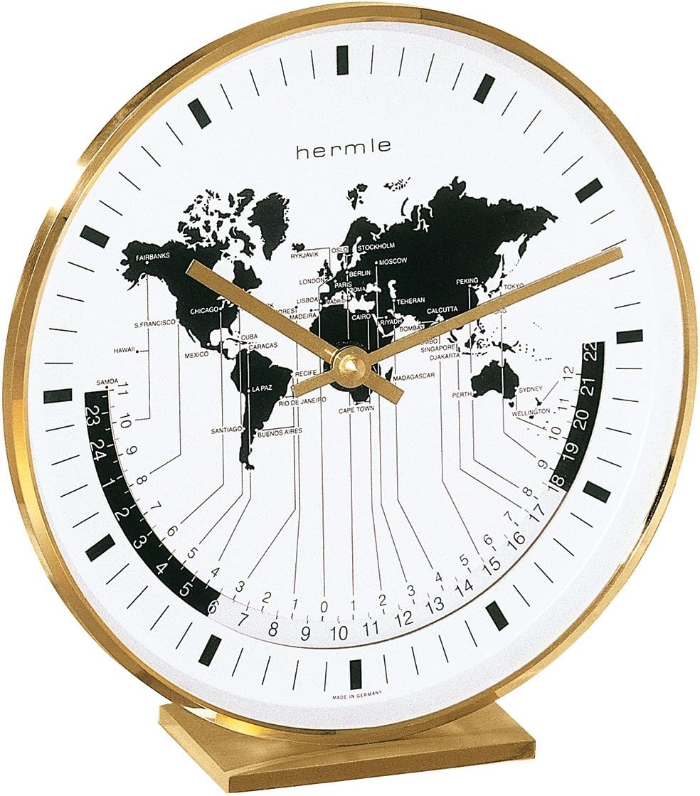 Hermle 22704-002100 Horloge de Table, Laiton, doré, 19cm x 18cm x 6,5cm