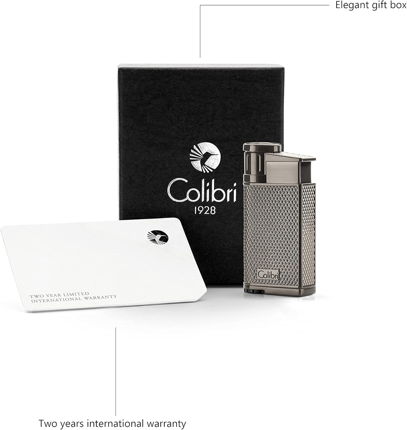 Briquet Colibri Evo Jet Flame | Allume-Cigare et Cigarettes | Résistant au Vent | Fonctionne avec du Butane (Non Inclus) | Coffret Cadeau élégant | Garantie de Deux Ans
