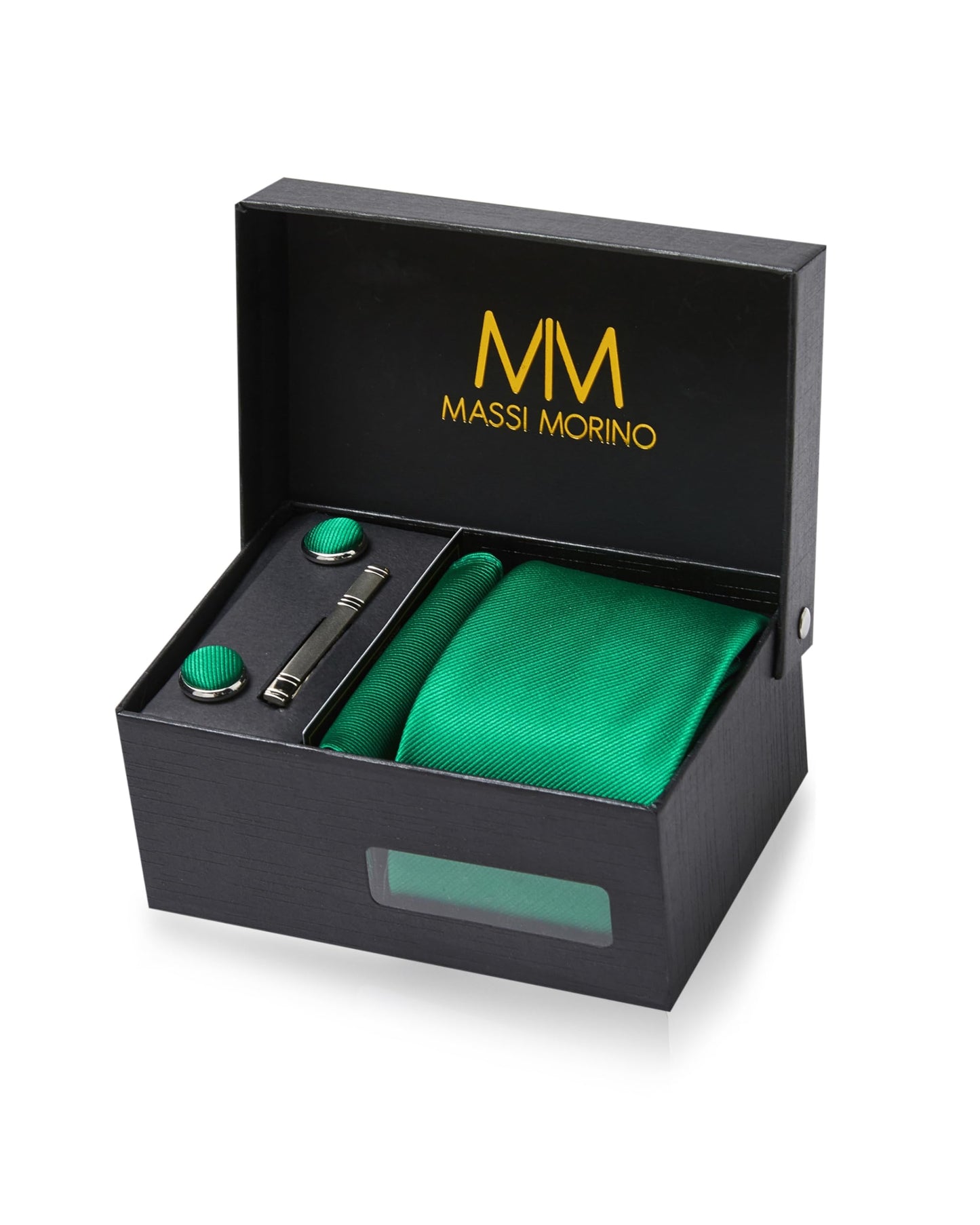 Cravate Homme - avec mouchoirs de poche, boutons de manchette et Pinces à cravates | Coffret cadeau | Accessoires de Fete de Mariage