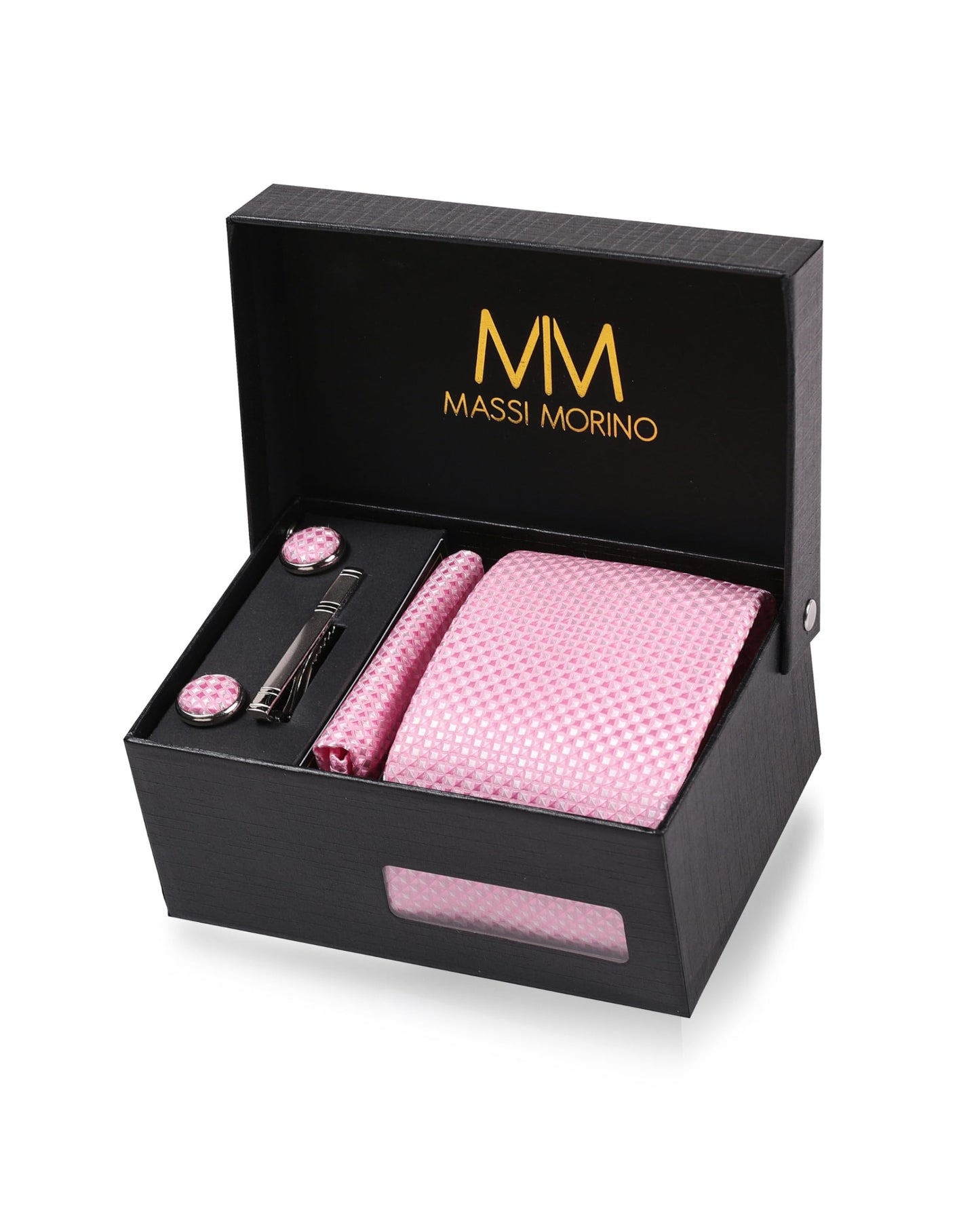 Cravate Homme - avec mouchoirs de poche, boutons de manchette et Pinces à cravates | Coffret cadeau | Accessoires de Fete de Mariage