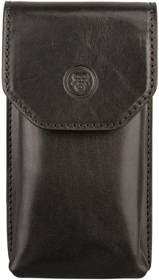 Maxwell Scott Etui à Lunettes à Rabat en Cuir Italien - Gabbro