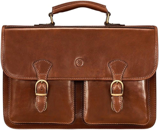 Maxwell Scott Sacoche Personnalisable en Cuir Italien pour Ordinateur Portable - Loreto Marron Clair