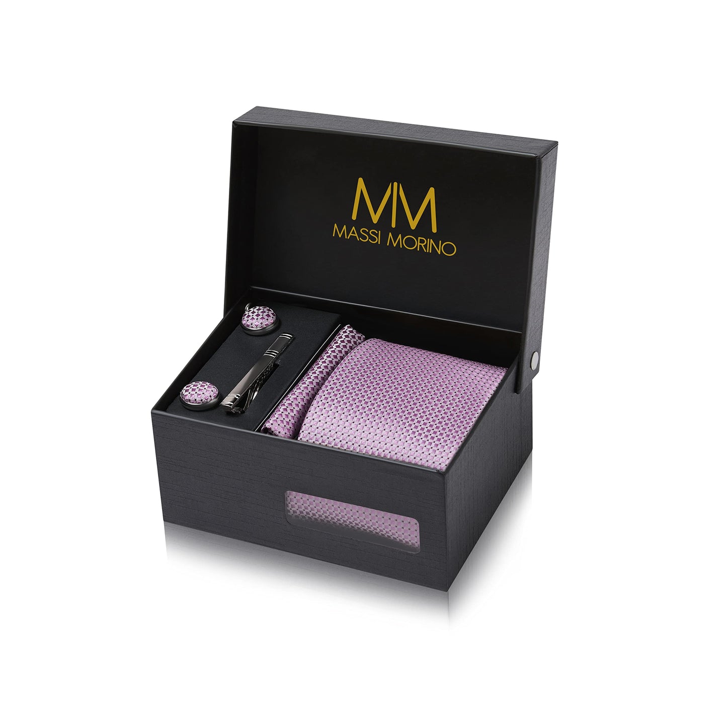 Cravate Homme - avec mouchoirs de poche, boutons de manchette et Pinces à cravates | Coffret cadeau | Accessoires de Fete de Mariage