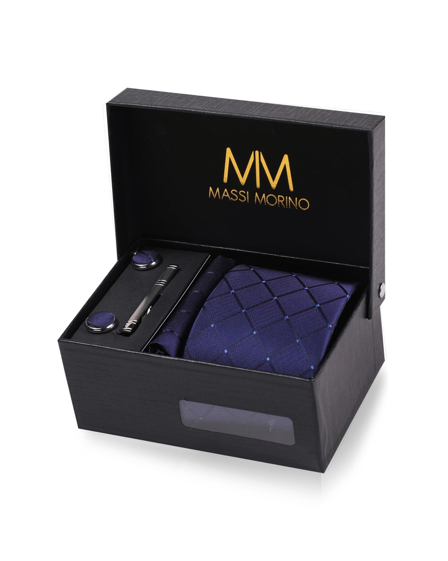 Cravate Homme - avec mouchoirs de poche, boutons de manchette et Pinces à cravates | Coffret cadeau | Accessoires de Fete de Mariage