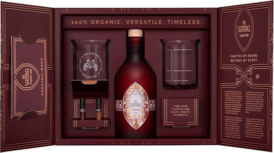 The Sentinel Artefakt Set cadeau | The Sentinel Scented Rum | Set cadeau premium avec 2 verres & livre de cocktails | 100% BIO | PX Sherry | 41% vol. | bouteille individuelle de 500ml