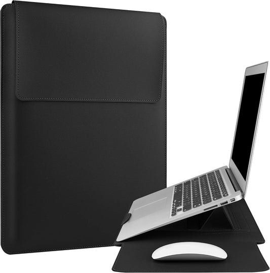 ZOENHWA Housse pour Ordinateur Portable 13 14 Pouces,Étui en Cuir Étanche avec Support Réglable Compatible avec MacBook Pro13,14/MacBook Air M1 M2/for 13''-14'' Dell HP ASUS Acer Surface-Noir