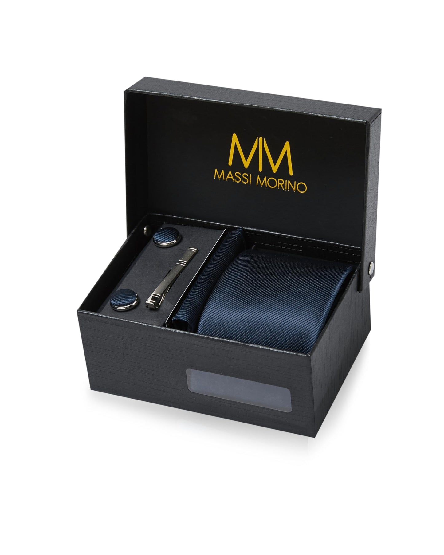 Cravate Homme - avec mouchoirs de poche, boutons de manchette et Pinces à cravates | Coffret cadeau | Accessoires de Fete de Mariage