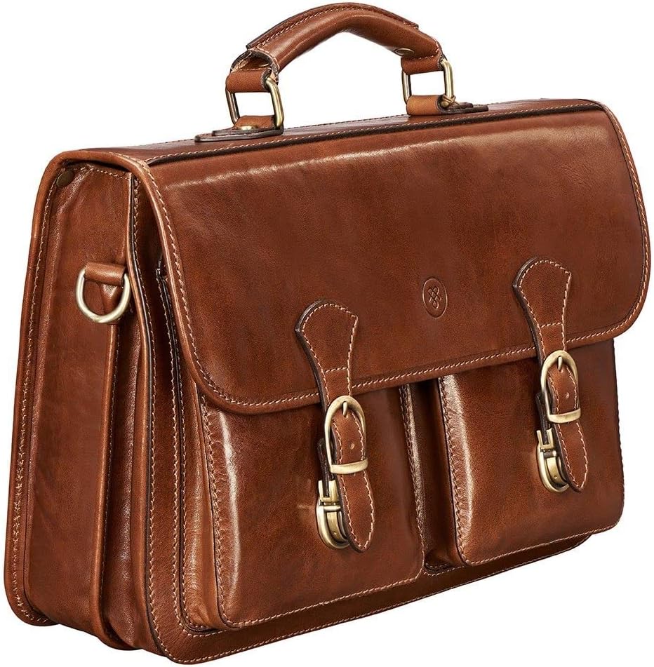 Maxwell Scott Sacoche Personnalisable en Cuir Italien pour Ordinateur Portable - Loreto Marron Clair