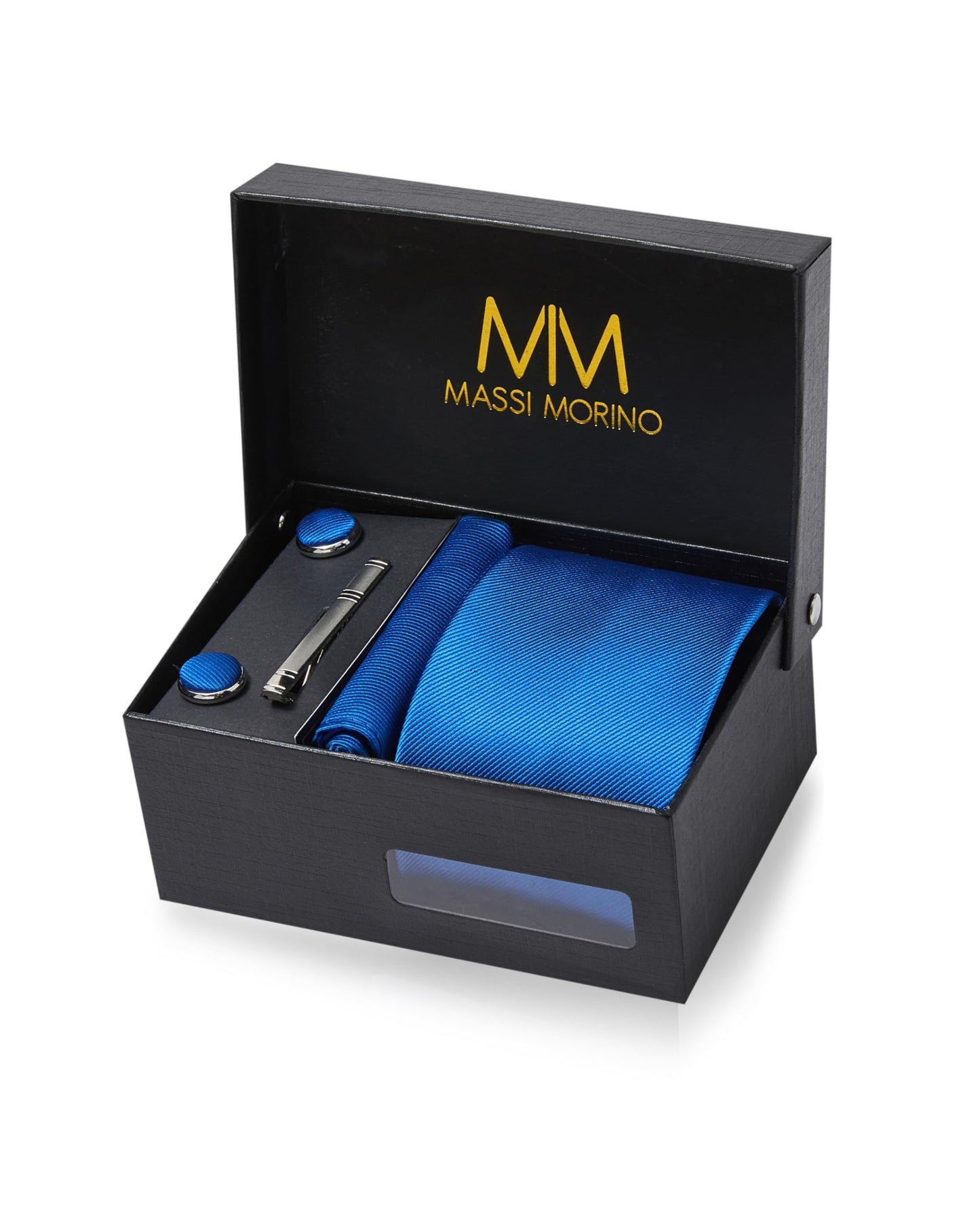 Cravate Homme - avec mouchoirs de poche, boutons de manchette et Pinces à cravates | Coffret cadeau | Accessoires de Fete de Mariage