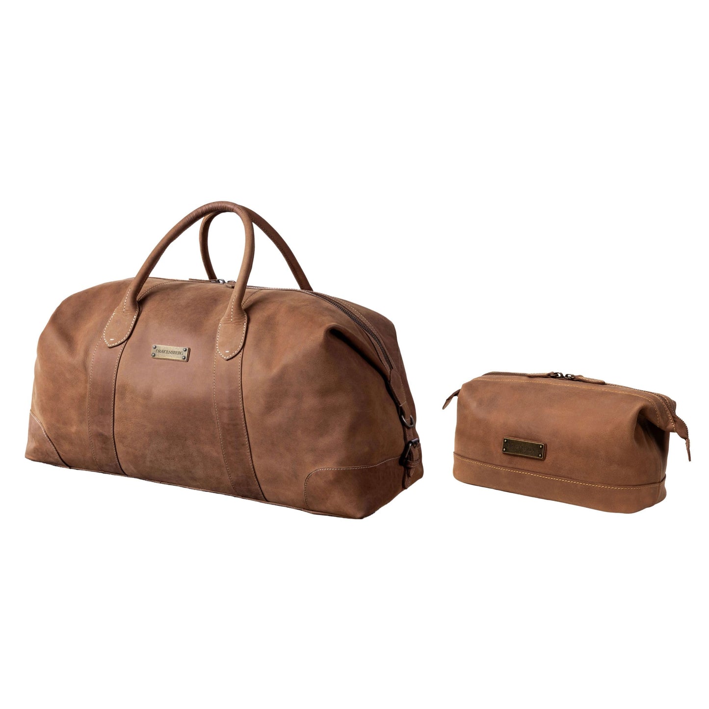 DRAKENSBERG Sac De Voyage Cuir 'David' - Grand Sac Weekend Homme, Fait Main, Extensible, Design Safari Vintage, 60L - Marron-Cognac, DR00326