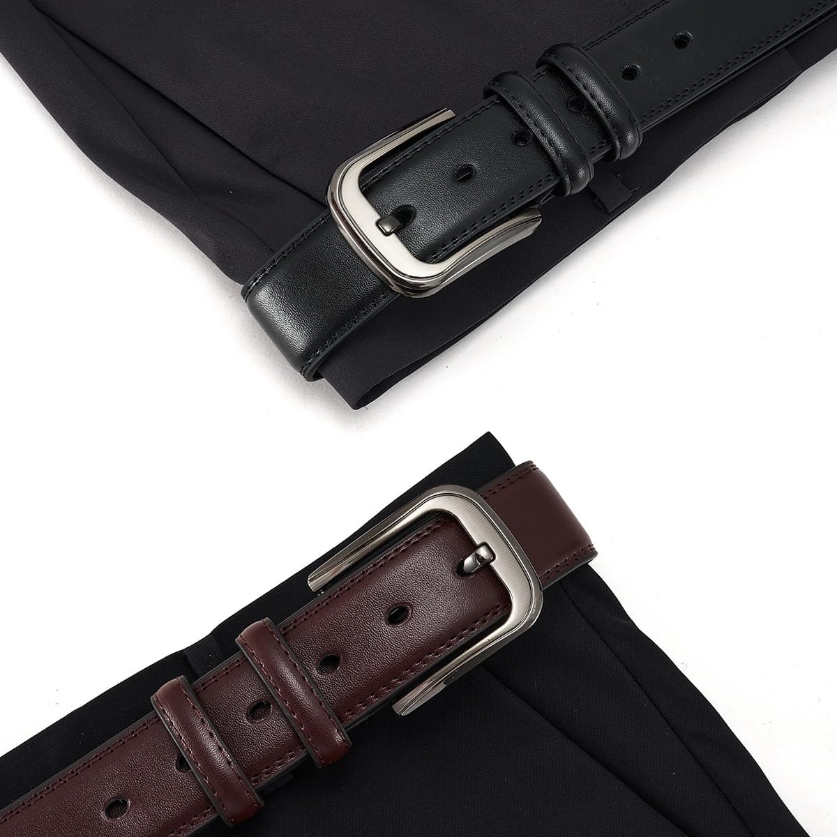 TEAMMAO Ceinture Homme Cuir Ceintures Noir Grande Taille 110CM-200CM Affaires Jeans Pantalon de Travail Ceinture 3,8CM de Large avec Boîte Cadeau.