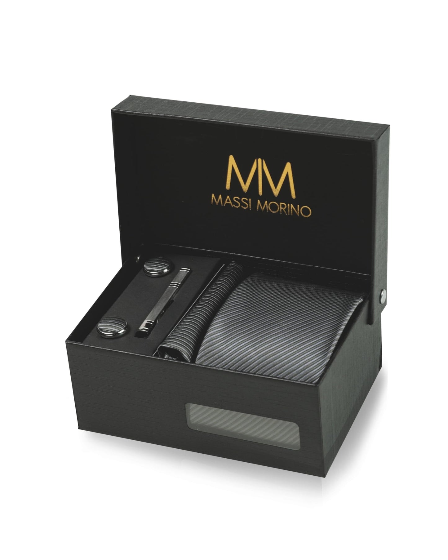 Cravate Homme - avec mouchoirs de poche, boutons de manchette et Pinces à cravates | Coffret cadeau | Accessoires de Fete de Mariage