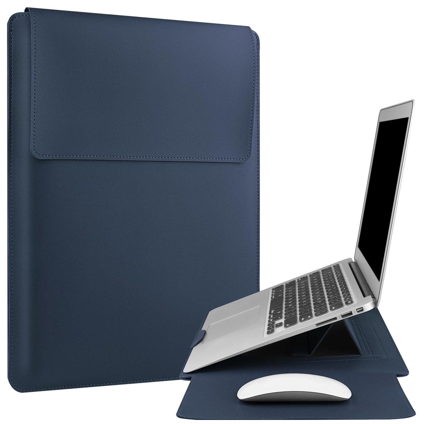 ZOENHWA Housse pour Ordinateur Portable 13 14 Pouces,Étui en Cuir Étanche avec Support Réglable Compatible avec MacBook Pro13,14/MacBook Air M1 M2/for 13''-14'' Dell HP ASUS Acer Surface-Noir