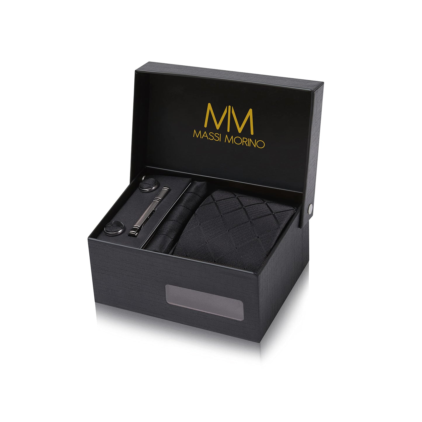Cravate Homme - avec mouchoirs de poche, boutons de manchette et Pinces à cravates | Coffret cadeau | Accessoires de Fete de Mariage