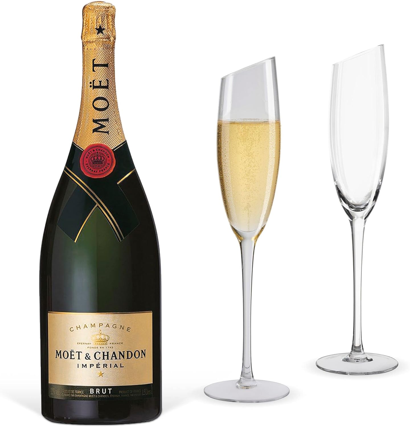 Coffret: Champagne (0,75 l) avec 2 flûtes de champagne