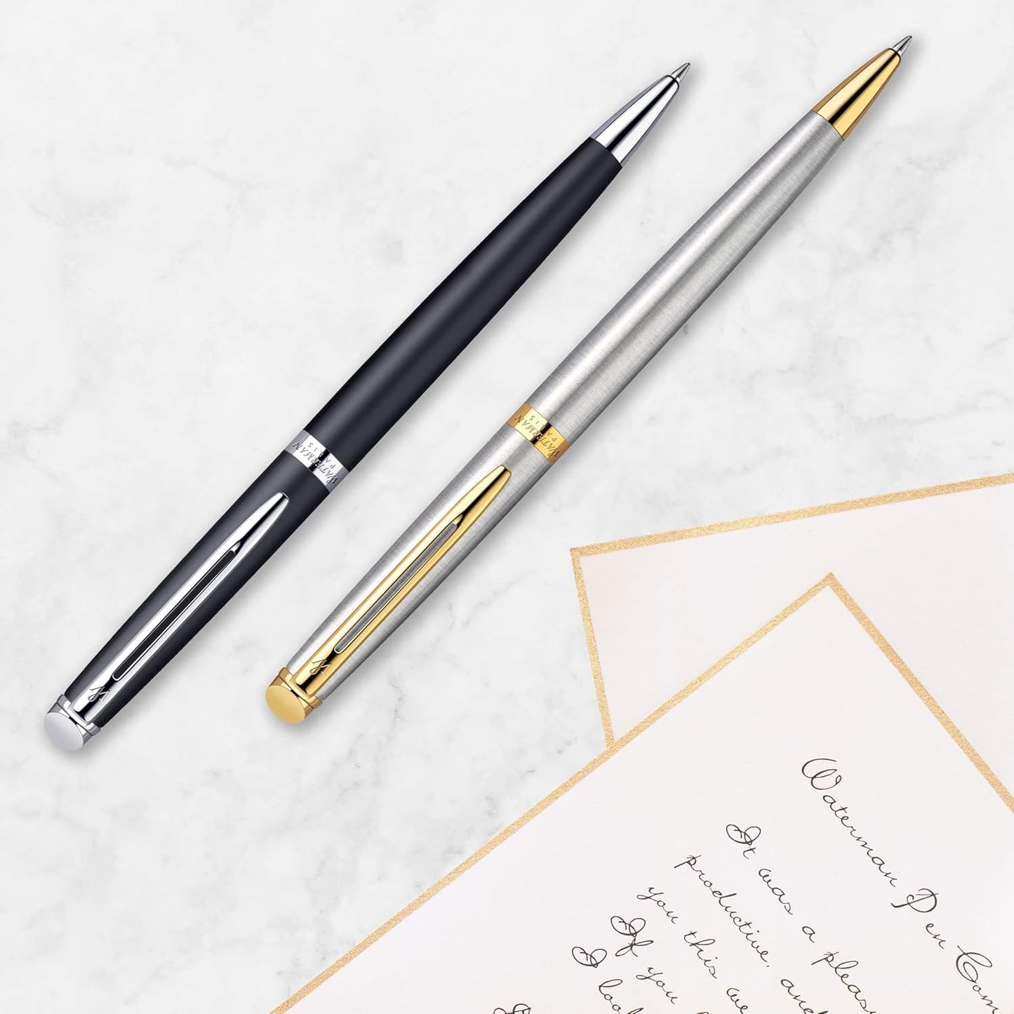 Waterman Hémisphère stylo bille luxe, noir avec attributs or fin 23K, pointe moyenne, encre bleue, coffret cadeau