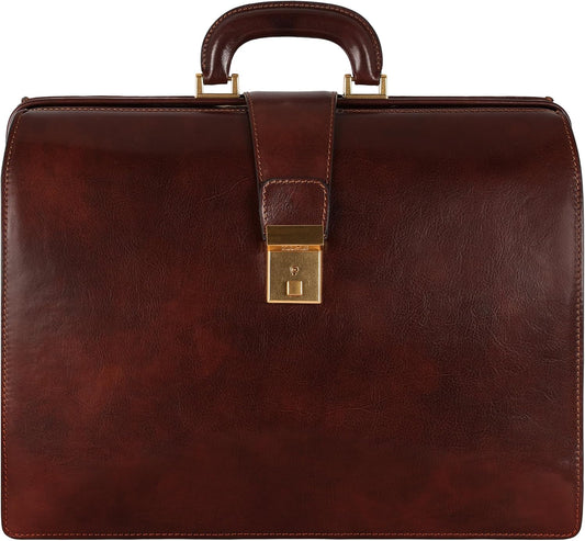 Time Resistance Porte Document Homme en Cuir, Sac Bandoulière en Cuir Pleine Fleur Fabriqué à la Main en Italie pour Ordinateur Portable Cartable Homme
