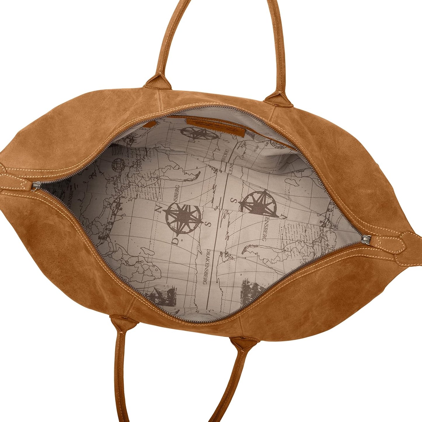 DRAKENSBERG Sac De Voyage Cuir 'David' - Grand Sac Weekend Homme, Fait Main, Extensible, Design Safari Vintage, 60L - Marron-Cognac, DR00326