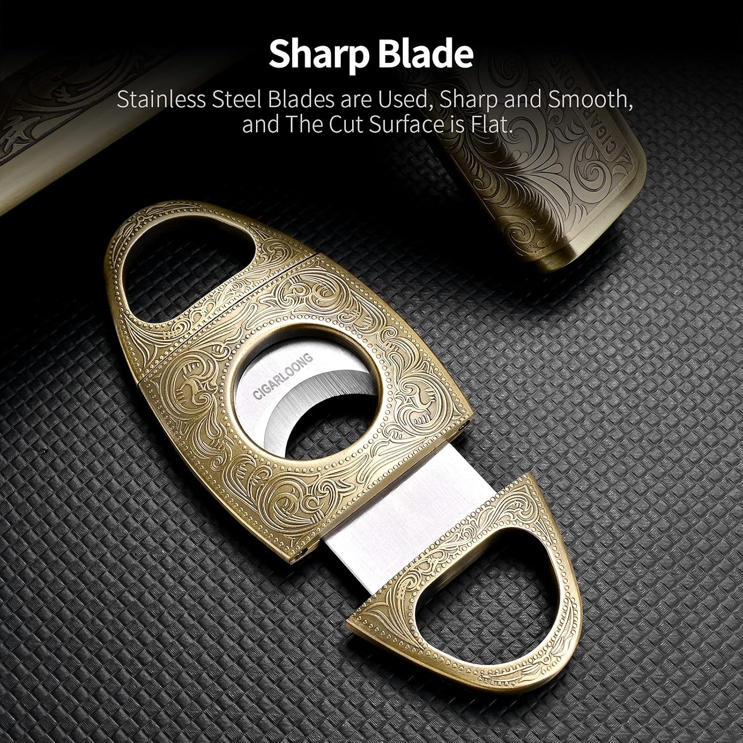 CIGARLOONG coupe-cigares 3 pièces, cendrier sculpté à 4 fentes et briquet rechargeable coupe-vent avec boîte-cadeau, Argent