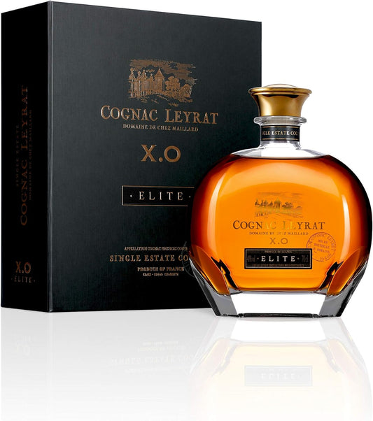 Leyrat, Coffret Cognac XO Elite carafe 70cl, 40% alc, Single Estate Cognac Cru Fins Bois, en coffret
Leyrat XO Elite 70 cl en coffret carafe – vue de face
