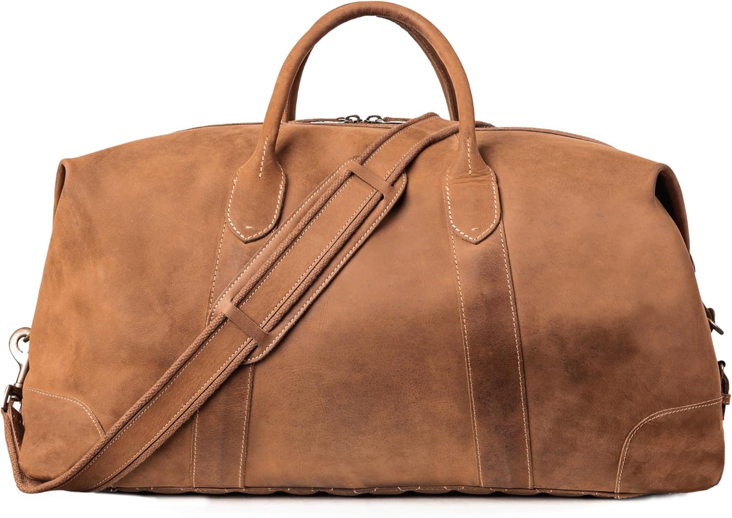 DRAKENSBERG Sac De Voyage Cuir 'David' - Grand Sac Weekend Homme, Fait Main, Extensible, Design Safari Vintage, 60L - Marron-Cognac, DR00326