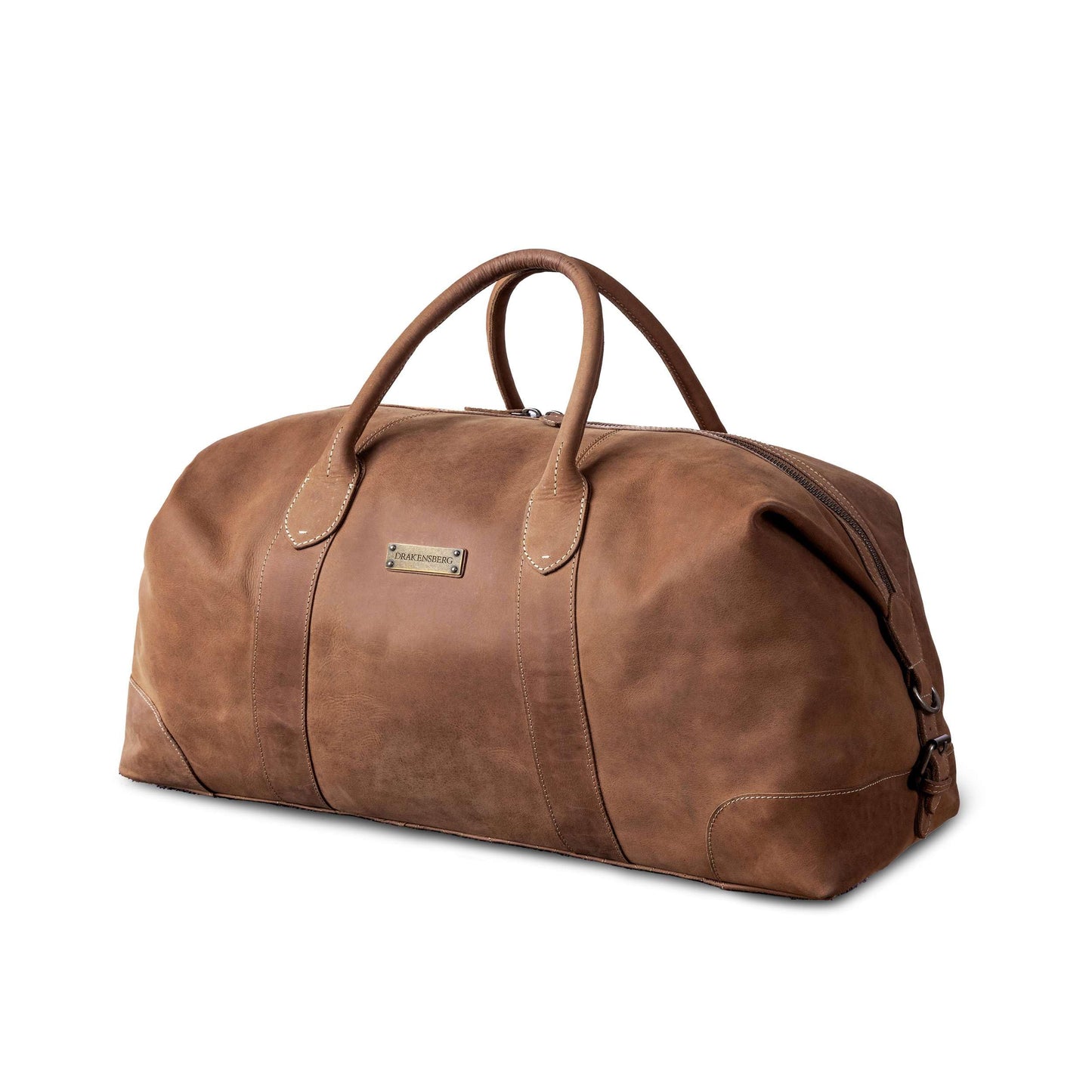 DRAKENSBERG Sac De Voyage Cuir 'David' - Grand Sac Weekend Homme, Fait Main, Extensible, Design Safari Vintage, 60L - Marron-Cognac, DR00326