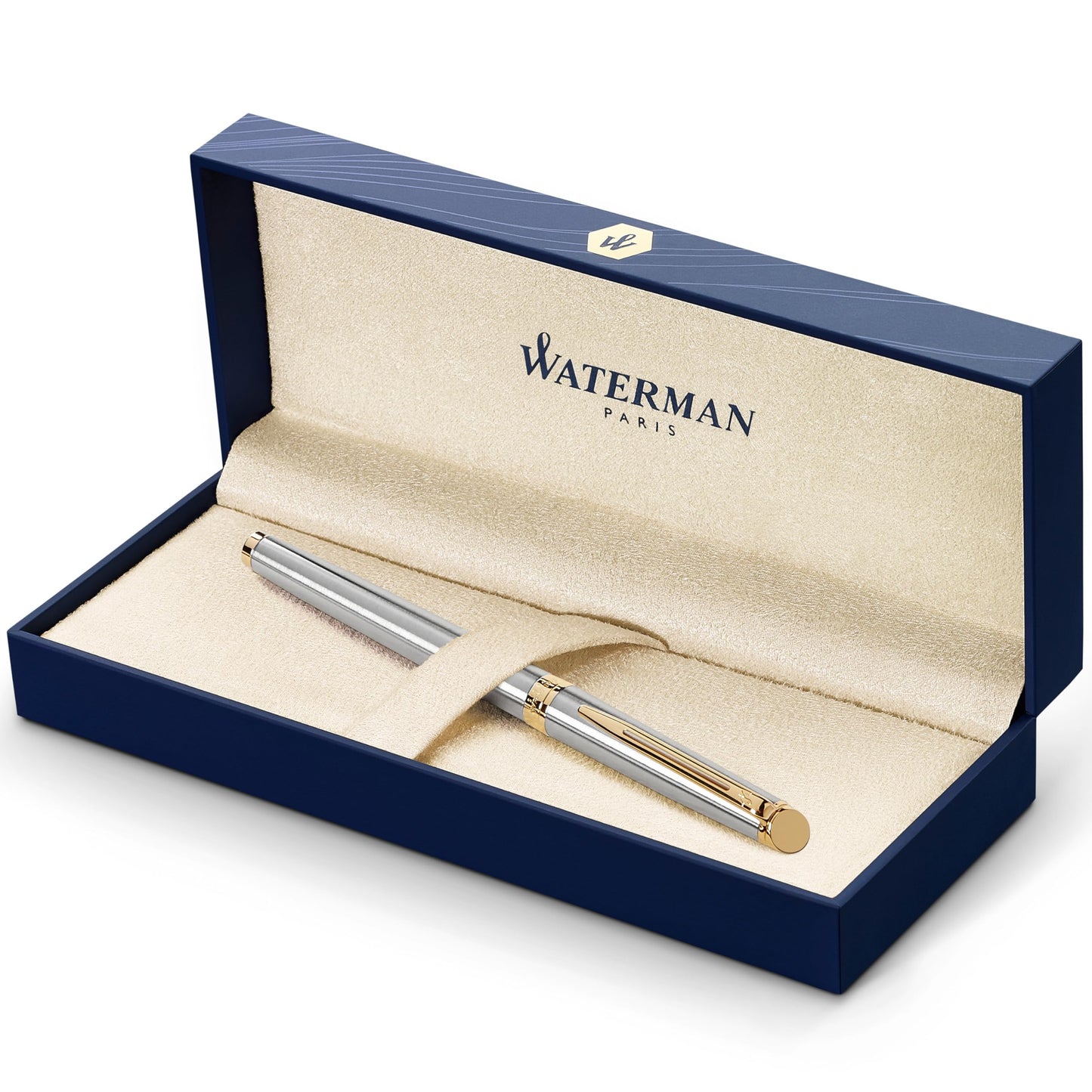 Waterman Hémisphère stylo bille luxe, noir avec attributs or fin 23K, pointe moyenne, encre bleue, coffret cadeau