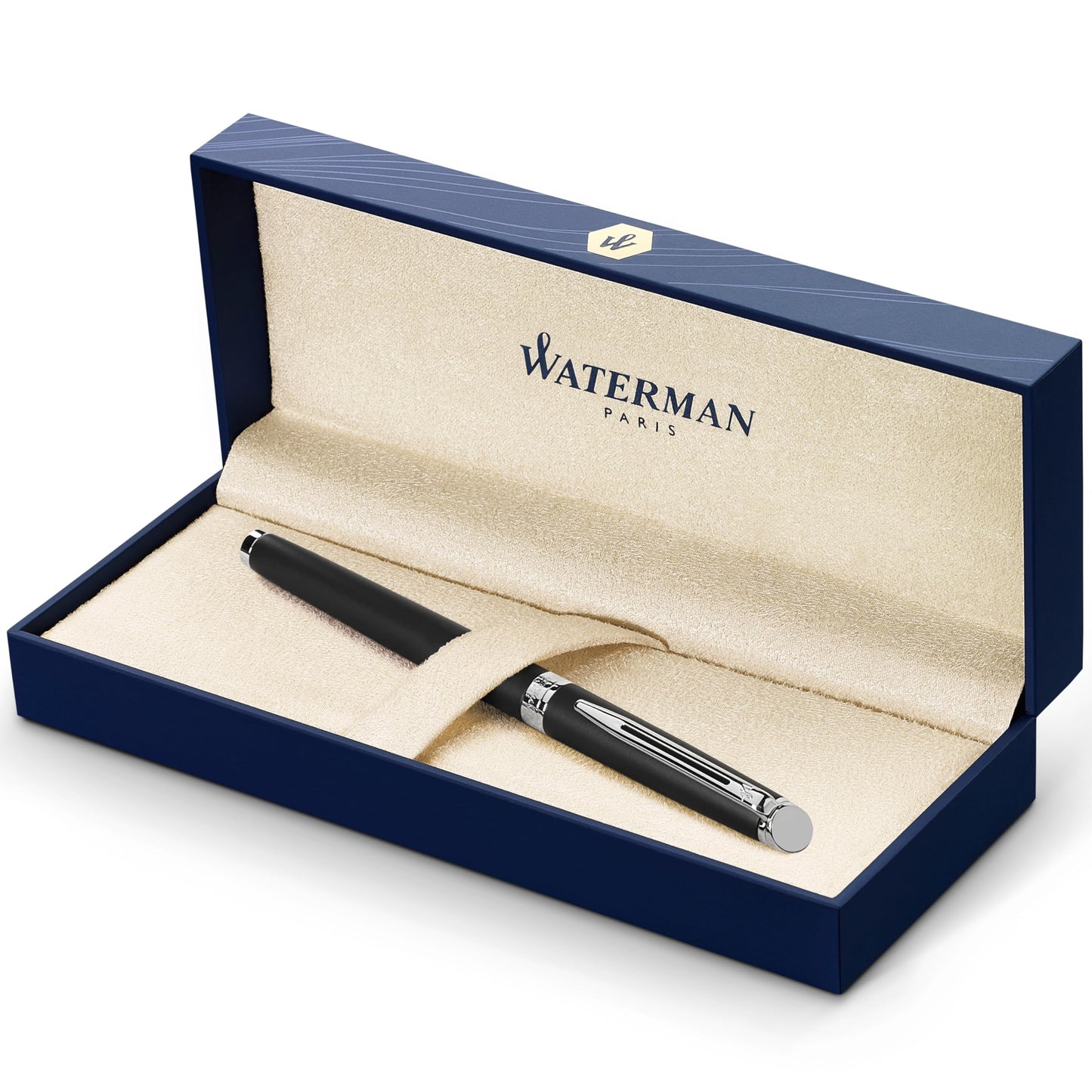 Waterman Hémisphère stylo bille luxe, noir avec attributs or fin 23K, pointe moyenne, encre bleue, coffret cadeau