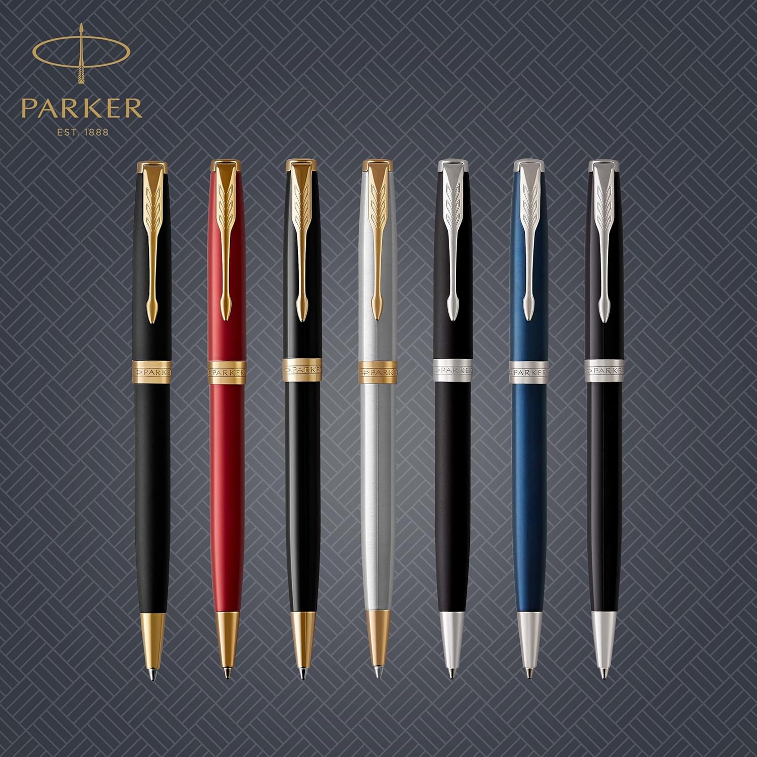 Parker Sonnet stylo bille luxe | laque noir mat avec attributs palladium | pointe moyenne | encre noir | coffret cadeau
