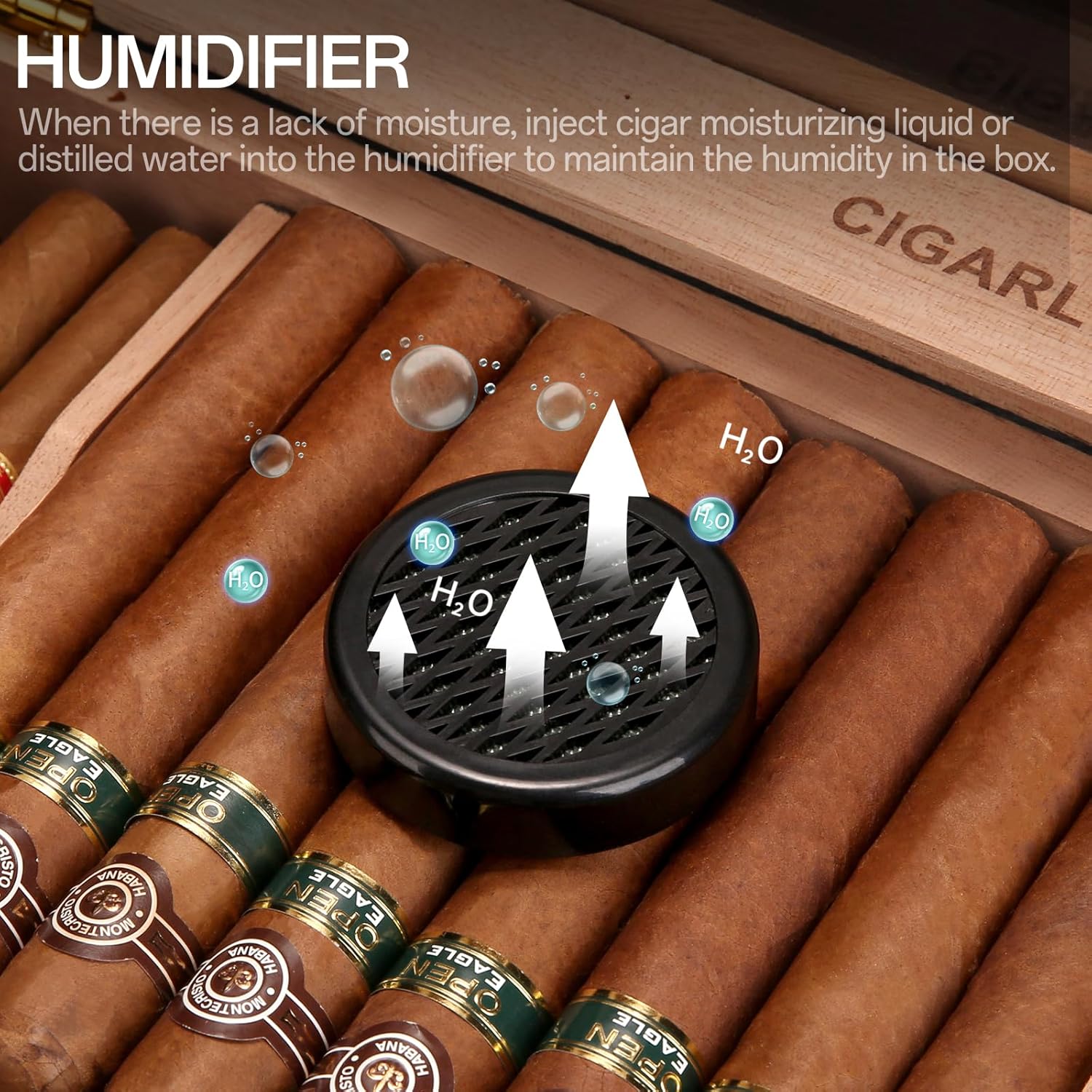 CIGARLOONG Humidor 45-56 en Verre Artisanal boîte de Rangement de Bureau en Bois de cèdre avec diviseur, humidificateur et hygromètre, Brun (Medium)